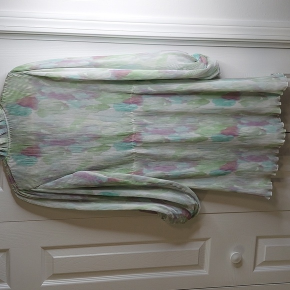 GANNI Dress, NWT, Pastels, Micro-Pleats, Ruffles, Size 14 - Picture 11 of 15